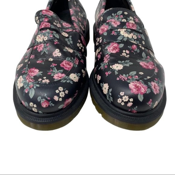 Dr. Martens Addy Slip On Loafers Floral Black Pink - Picture 2 of 5